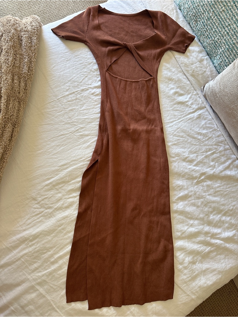 My Girl - Brown Cutout Ribbed Maxi Dress